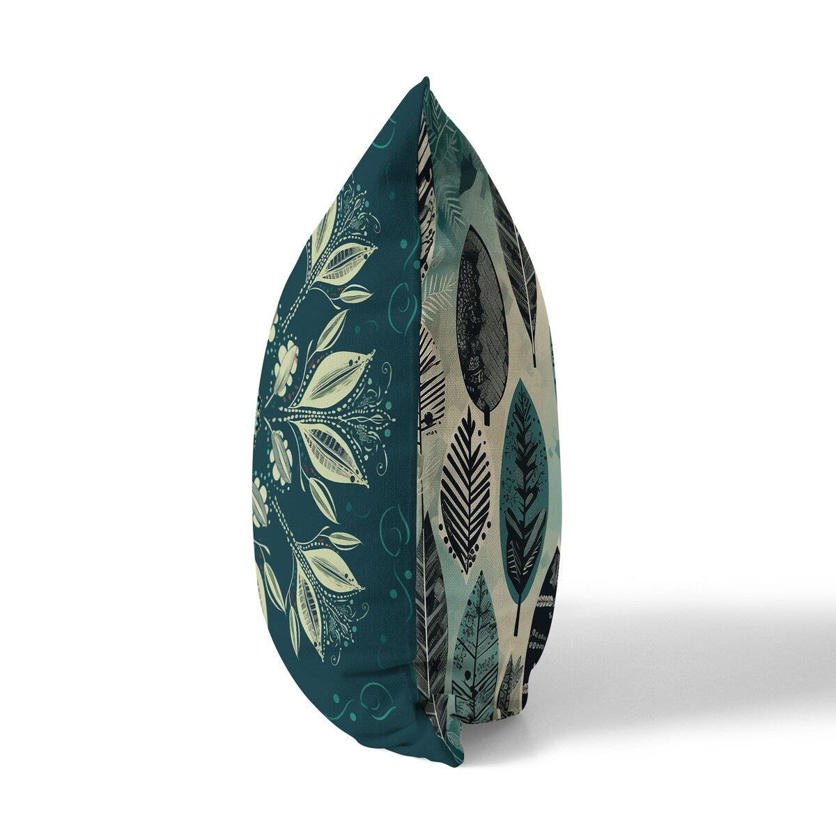 Indigo And Cream Leaf & Wing Whispers Faux Suede Throw Pillow Zipper