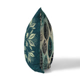 Indigo And Cream Leaf & Wing Whispers Faux Suede Throw Pillow Zipper