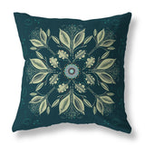 Indigo And Cream Leaf & Wing Whispers Faux Suede Throw Pillow Zipper