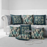Indigo And Cream Leaf & Wing Whispers Faux Suede Throw Pillow Zipper