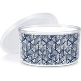 Indigo Flowers Double Wall Unbreakable Plastic Travel Bowl with Lid Holds 22 Ounces BPA Free Microwave Safe Dishwasher Safe