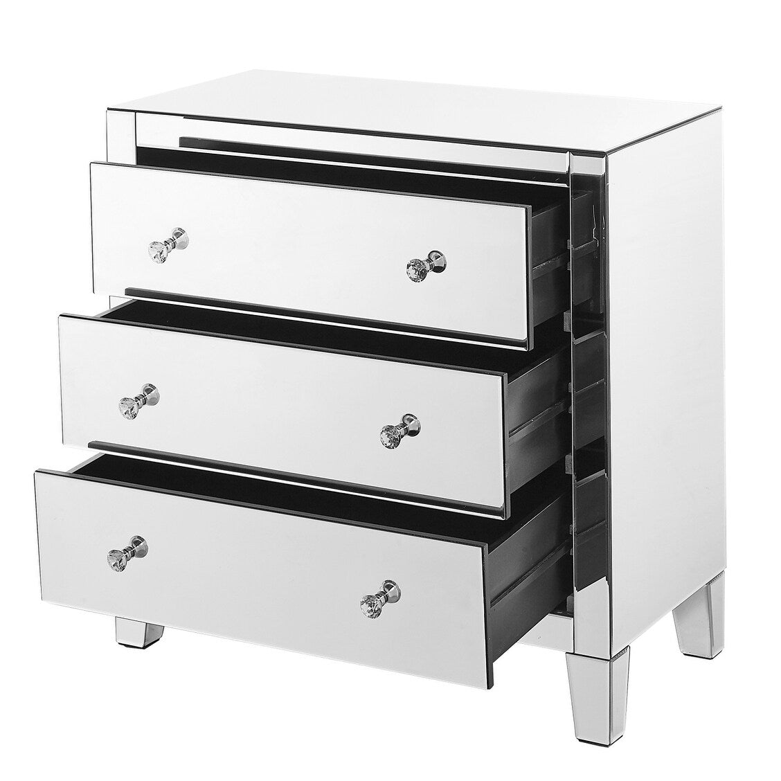 Indigo Home 3 Drawers Dresser 32 x16 x 32 in. in Clear Mirror