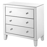 Indigo Home 3 Drawers Dresser 32 x16 x 32 in. in Clear Mirror