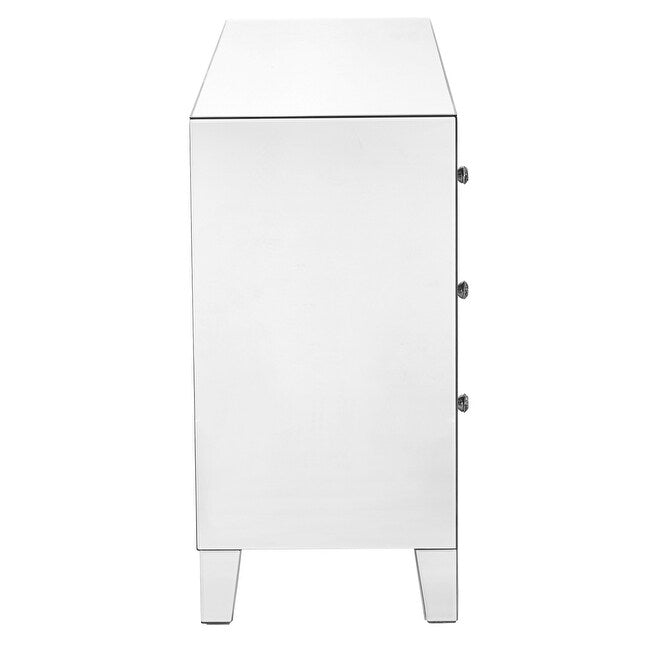 Indigo Home 3 Drawers Dresser 32 x16 x 32 in. in Clear Mirror