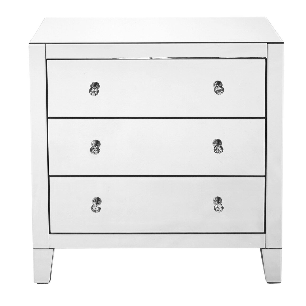 Indigo Home 3 Drawers Dresser 32 x16 x 32 in. in Clear Mirror