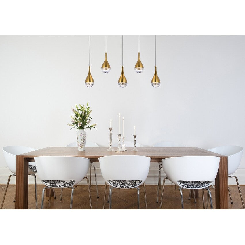 Indigo Home 34 inch LED pendant in satin gold