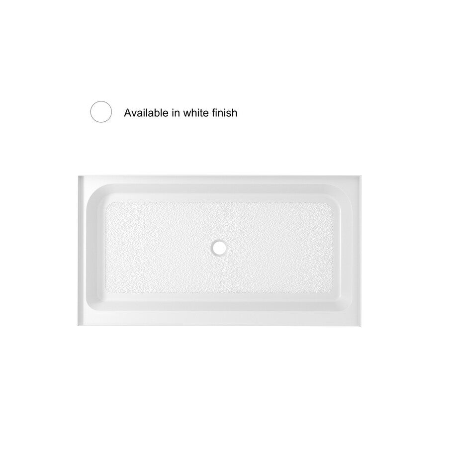 Indigo Home 60x36 inch Single Threshold Shower Tray Center Drain in White