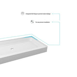Indigo Home 60x36 inch Single Threshold Shower Tray Center Drain in White