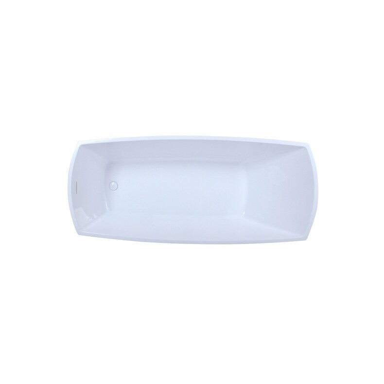 Indigo Home 72 inch Soaking Single Slipper Rectangular Bathtub in Glossy White