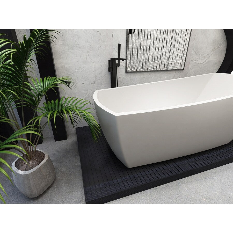 Indigo Home 72 inch Soaking Single Slipper Rectangular Bathtub in Glossy White