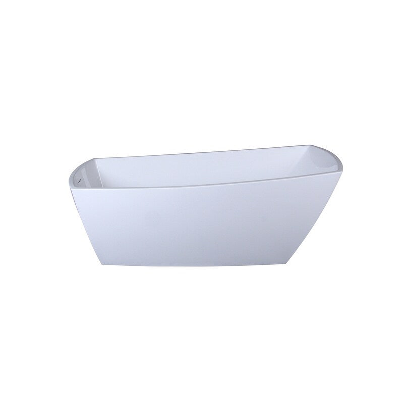 Indigo Home 72 inch Soaking Single Slipper Rectangular Bathtub in Glossy White