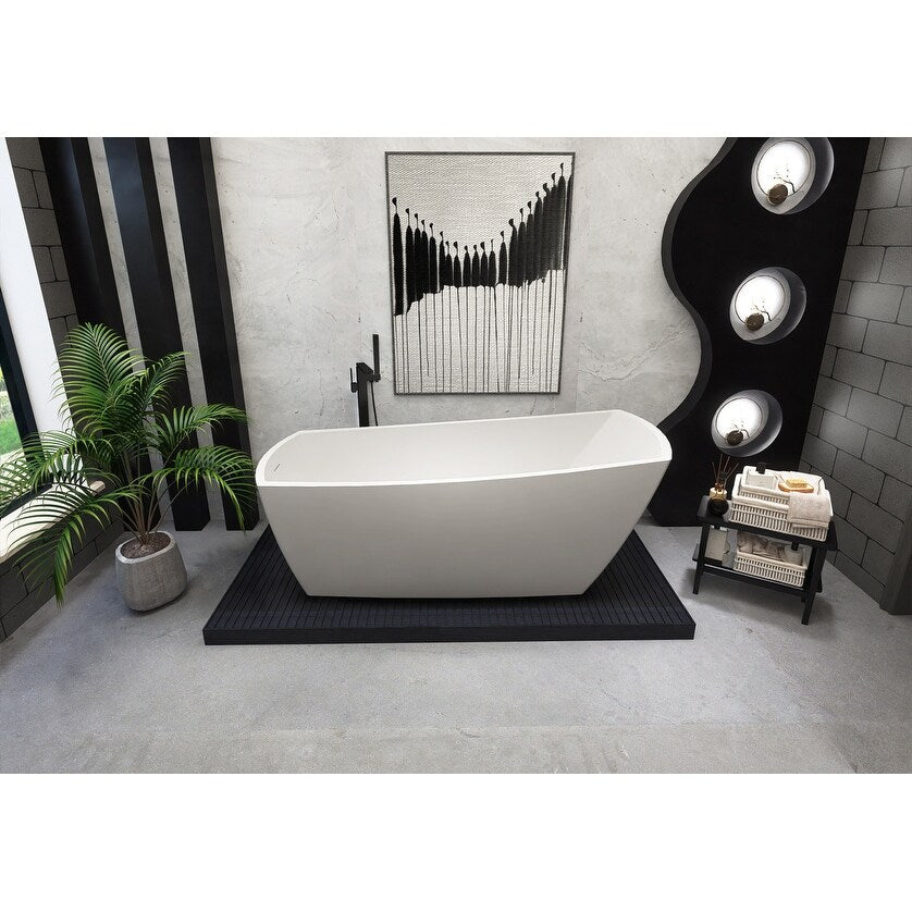 Indigo Home 72 inch Soaking Single Slipper Rectangular Bathtub in Glossy White