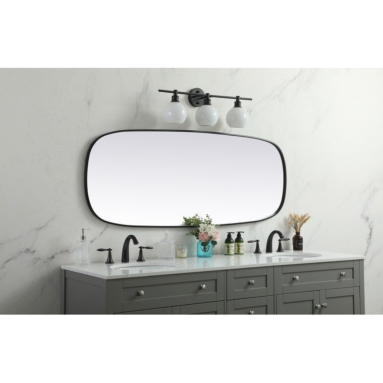 Indigo Home Metal Frame Oval Mirror 24x60 Inch
