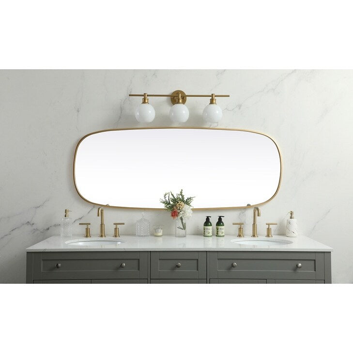 Indigo Home Metal Frame Oval Mirror 24x60 Inch