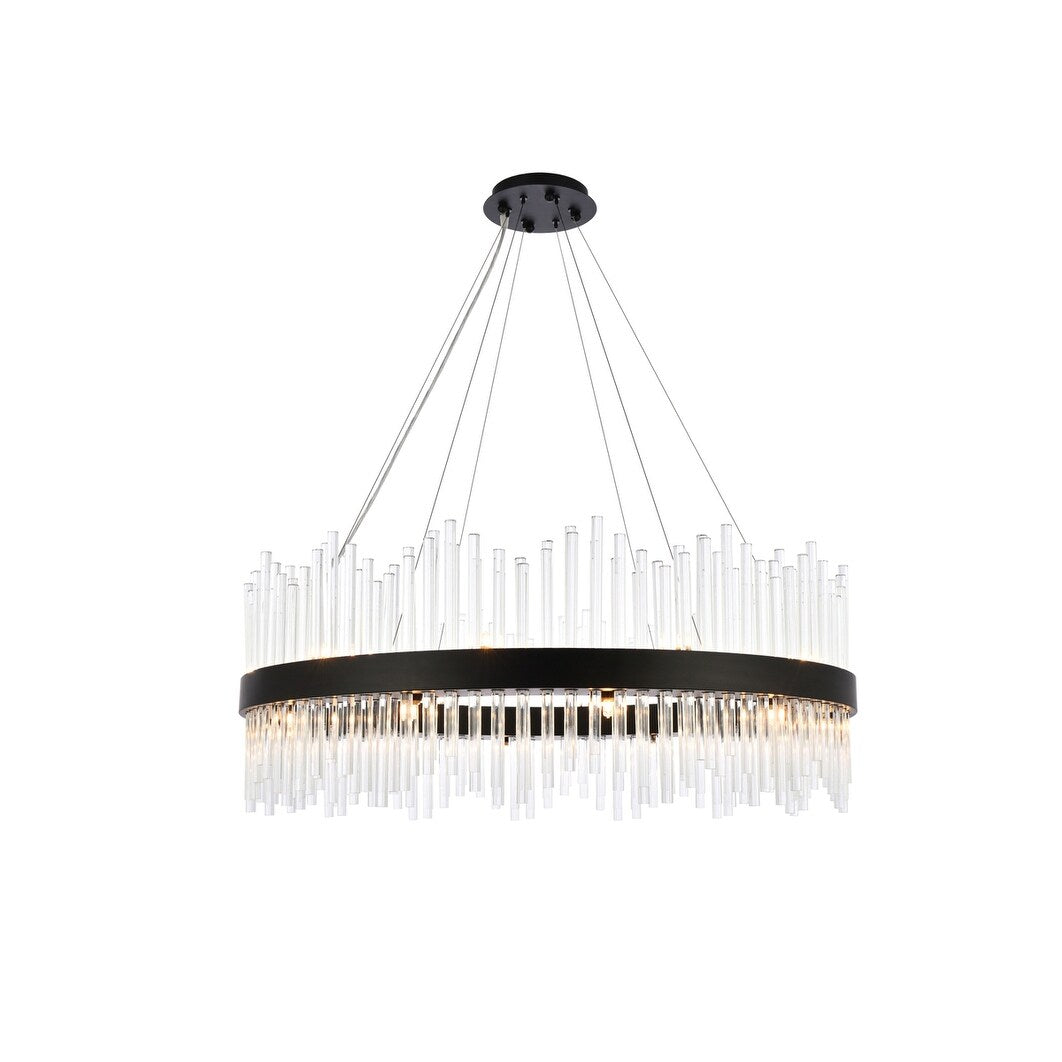 Indigo Home round crystal pendant in black