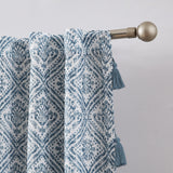 Indigo Ink Adalet Ogee Tassel Rod Pocket Blackout Curtain Panel - N/A
