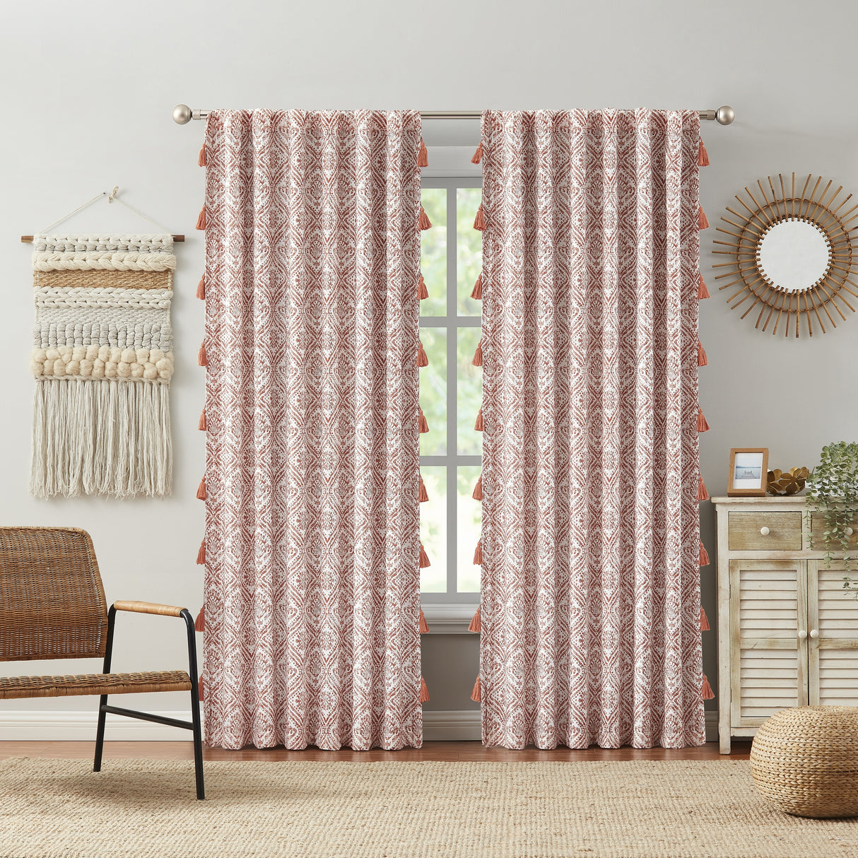 Indigo Ink Adalet Ogee Tassel Rod Pocket Blackout Curtain Panel - N/A