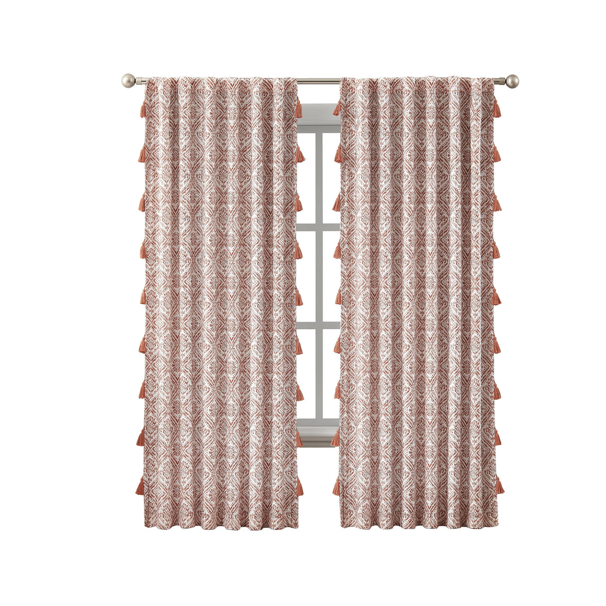 Indigo Ink Adalet Ogee Tassel Rod Pocket Blackout Curtain Panel - N/A