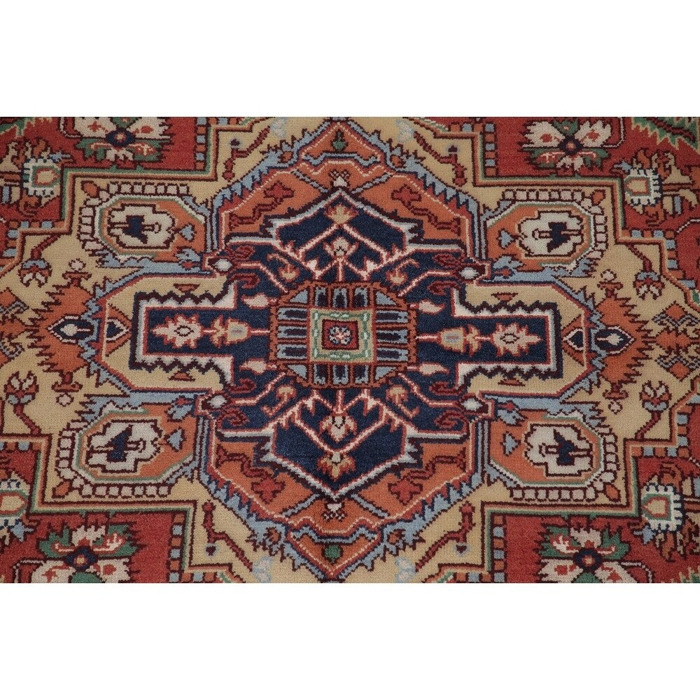 Indo Heriz Serapi Oriental Hand Knotted Wool Indian Area Rug - 10'0" x 7'11"