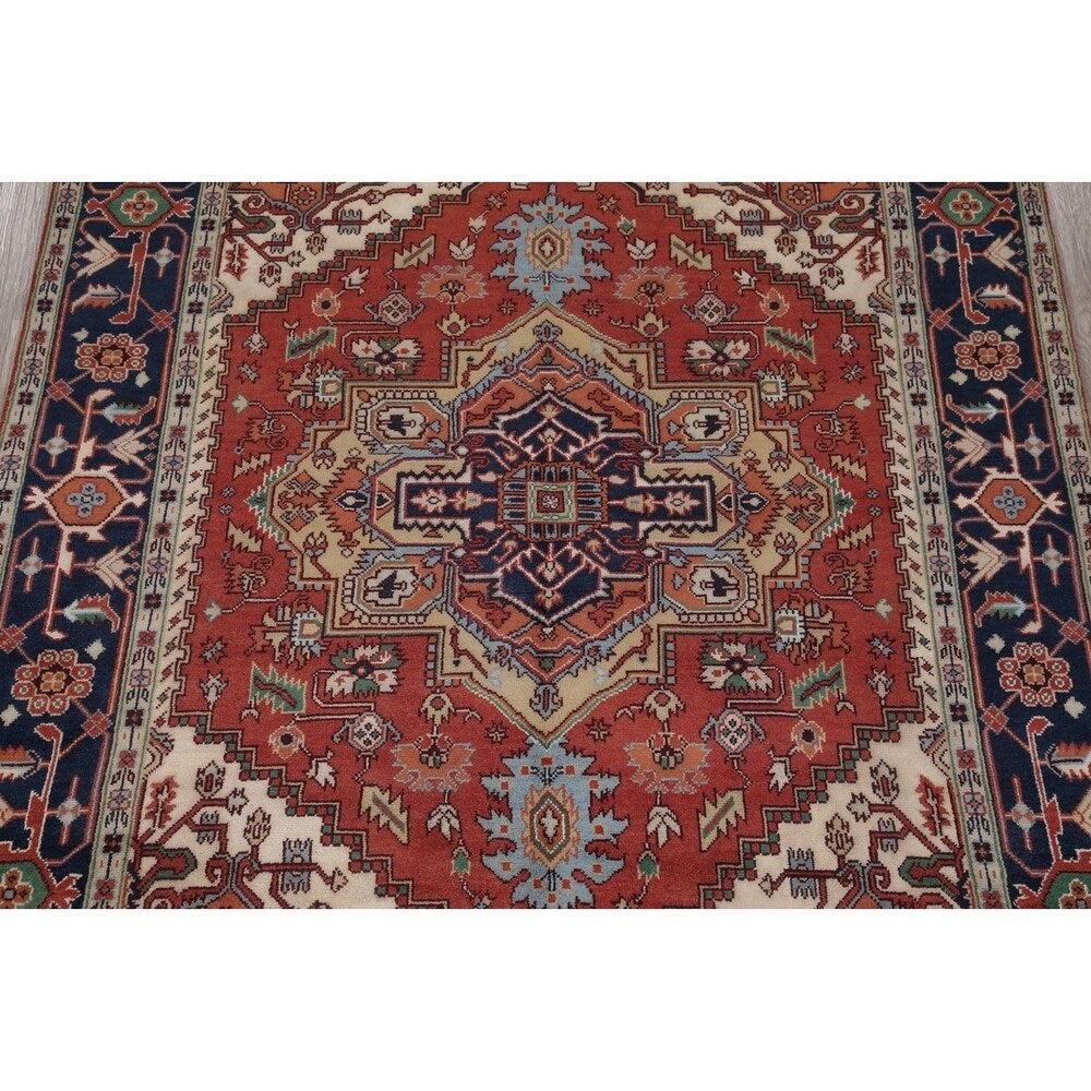 Indo Heriz Serapi Oriental Hand Knotted Wool Indian Area Rug - 10'0" x 7'11"
