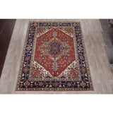Indo Heriz Serapi Oriental Hand Knotted Wool Indian Area Rug - 10'0" x 7'11"