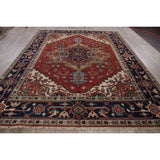 Indo Heriz Serapi Oriental Hand Knotted Wool Indian Area Rug - 10'0" x 7'11"