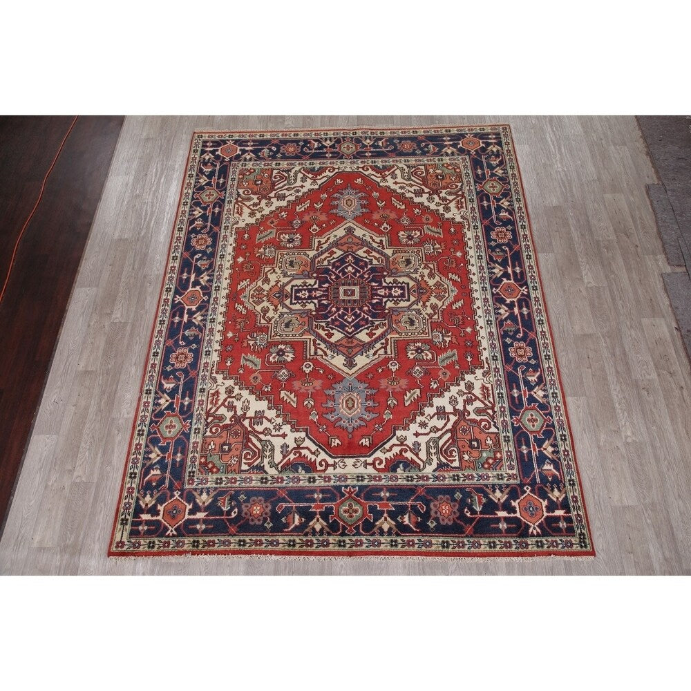 Indo Heriz Serapi Oriental Hand Knotted Wool Indian Area Rug - 10'0" x 8'0"