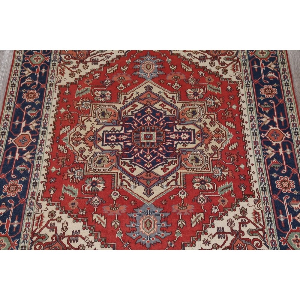 Indo Heriz Serapi Oriental Hand Knotted Wool Indian Area Rug - 10'0" x 8'0"