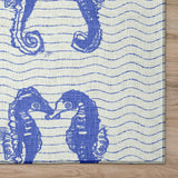 Indoor/ Outdoor Surfside Seahorses Washable Rug New