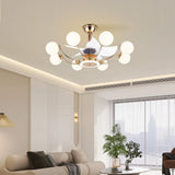 Indoor Black Modern Ceiling Fan with Light, Reversible Fandelier with Bulbs and Remote for Living Room