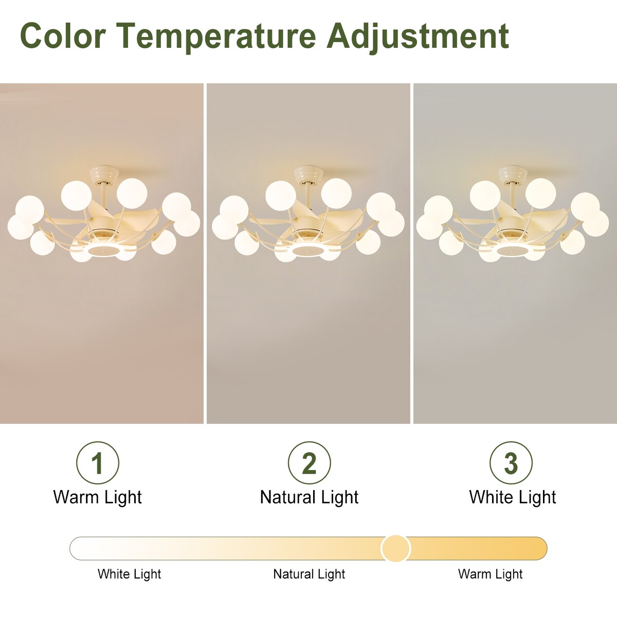 Indoor Black Modern Ceiling Fan with Light, Reversible Fandelier with Bulbs and Remote for Living Room