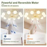 Indoor Black Modern Ceiling Fan with Light, Reversible Fandelier with Bulbs and Remote for Living Room