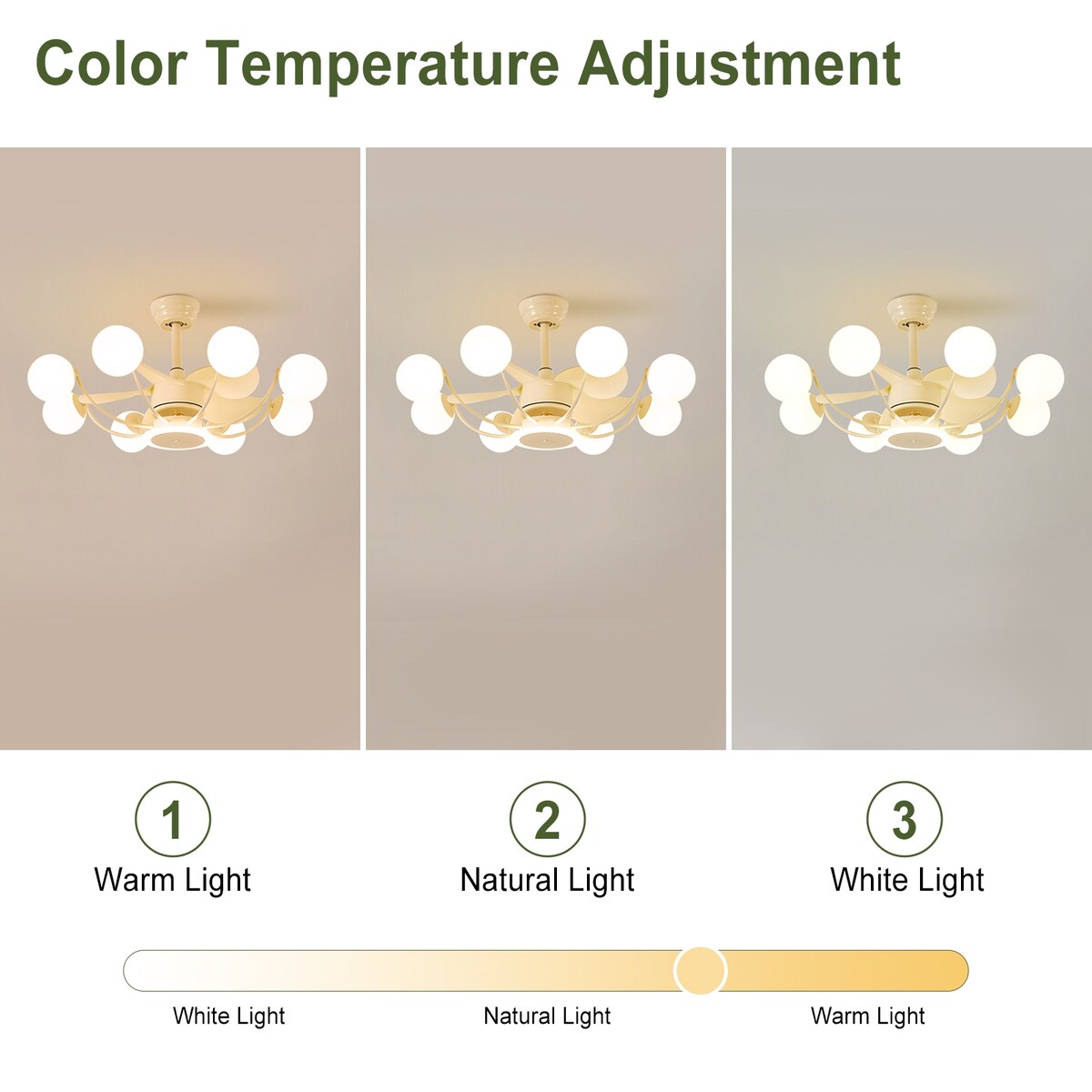 Indoor Black Modern Ceiling Fan with Light, Reversible Fandelier with Bulbs and Remote for Living Room