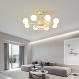 Indoor Black Modern Ceiling Fan with Light, Reversible Fandelier with Bulbs and Remote for Living Room