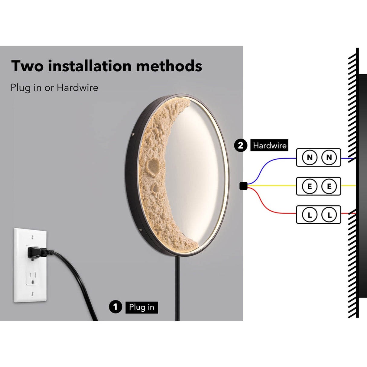 Indoor/Outdoor 24-inch LED Crescent Moon Wall Lamp