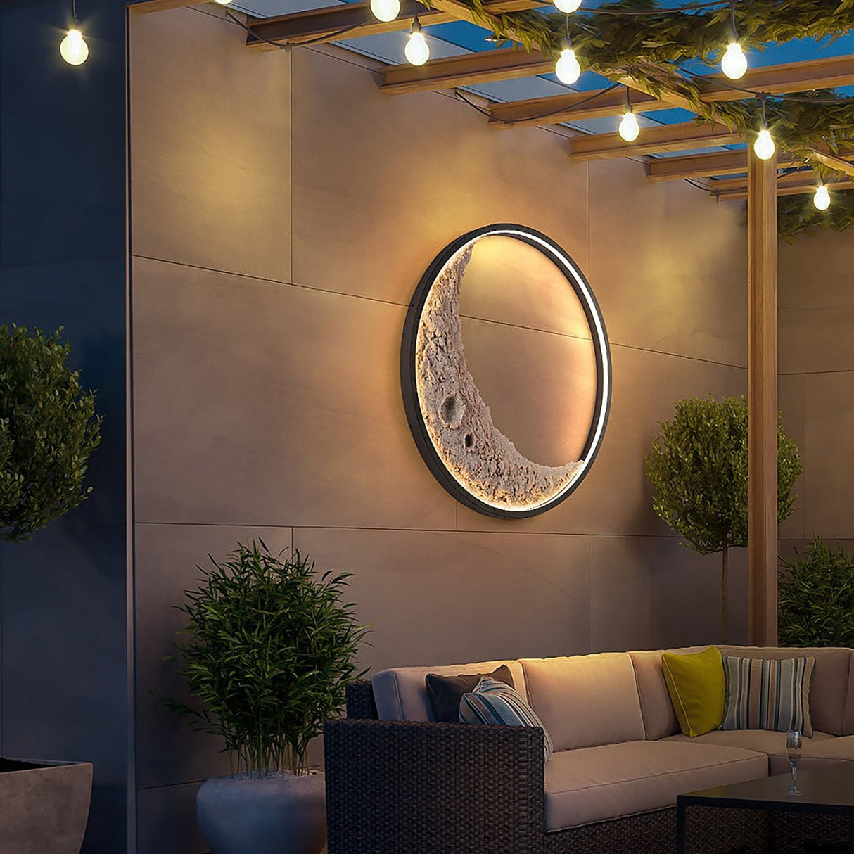 Indoor/Outdoor 24-inch LED Crescent Moon Wall Lamp