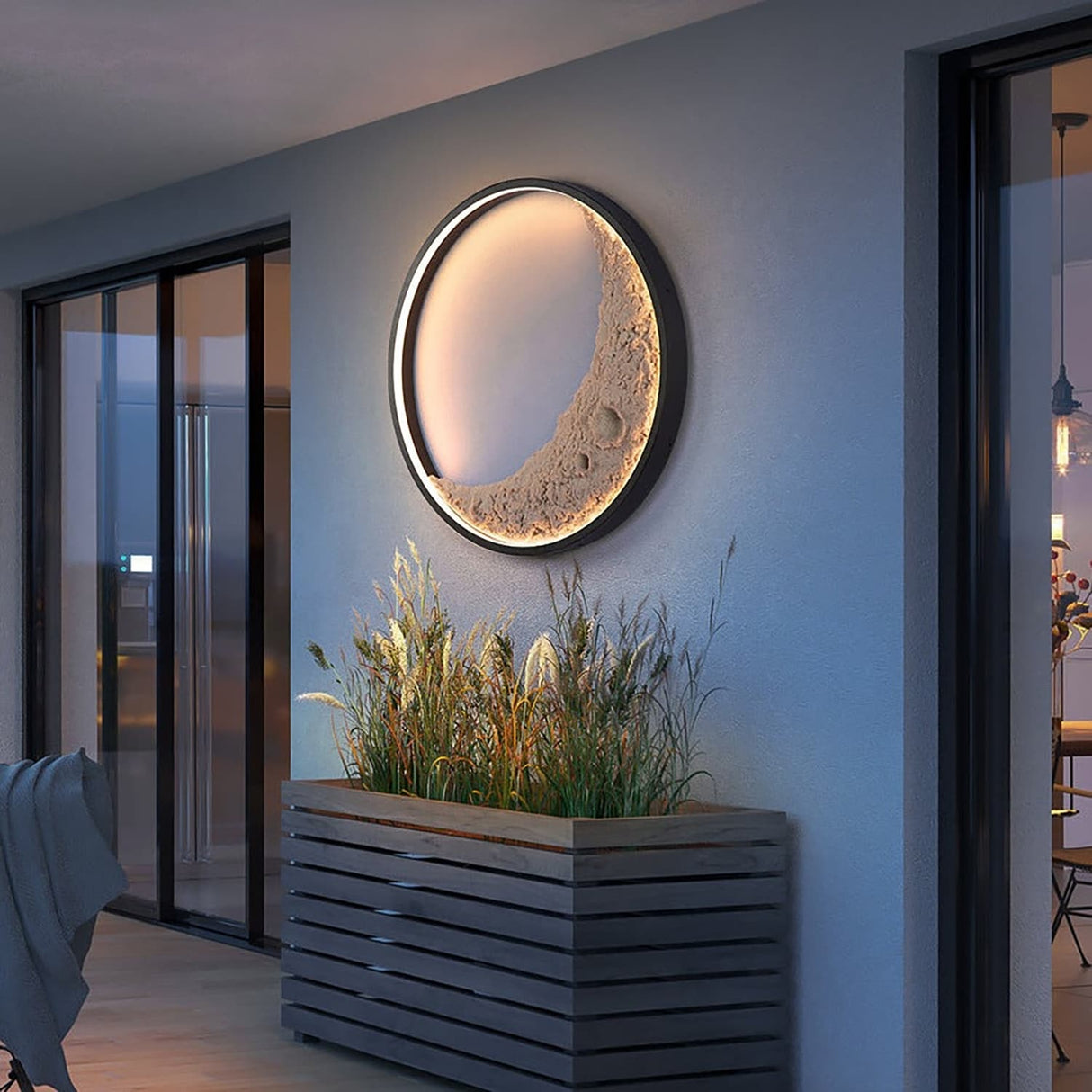 Indoor/Outdoor 24-inch LED Crescent Moon Wall Lamp