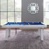 Laguna Indoor/Outdoor 7ft Slate Pool Table Dining Set with 2 Benches & Accessories, White Finish