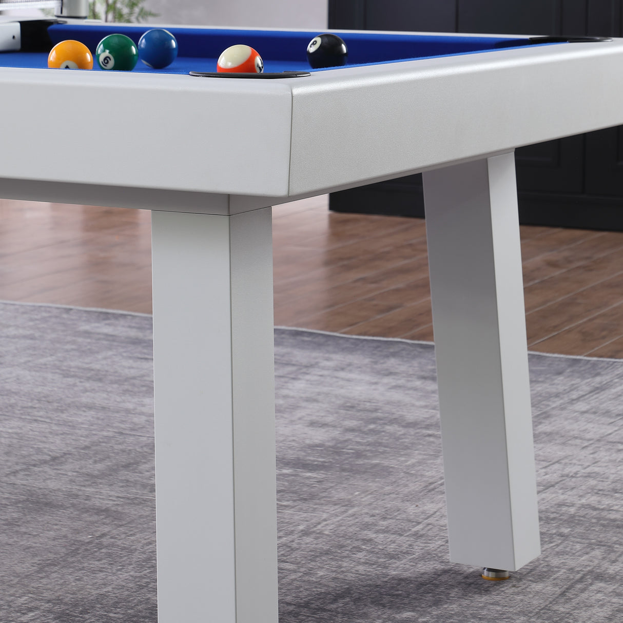 Laguna Indoor/Outdoor 7ft Slate Pool Table Dining Set with 2 Benches & Accessories, White Finish