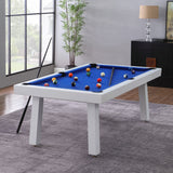 Laguna Indoor/Outdoor 7ft Slate Pool Table Dining Set with 2 Benches & Accessories, White Finish
