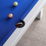 Laguna Indoor/Outdoor 7ft Slate Pool Table Dining Set with 2 Benches & Accessories, White Finish