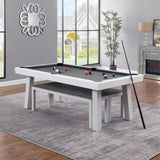Laguna Indoor/Outdoor 7ft Slate Pool Table Dining Set with 2 Benches & Accessories, White Finish