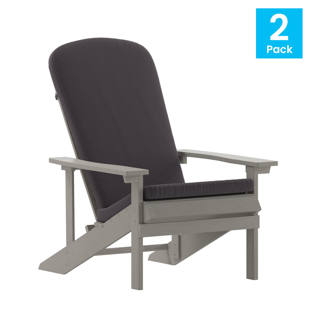 Indoor/Outdoor Adirondack Chairs with Cushions - Set of 2