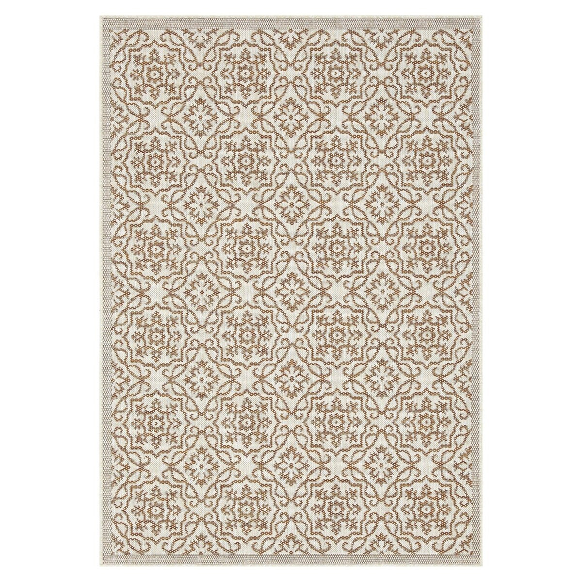 Indoor/Outdoor Area Rug/ Runner/ Doormat- Blue & Natural & Red & Taupe Color -Machine Washable, Weather and UV Resistant-Eliza