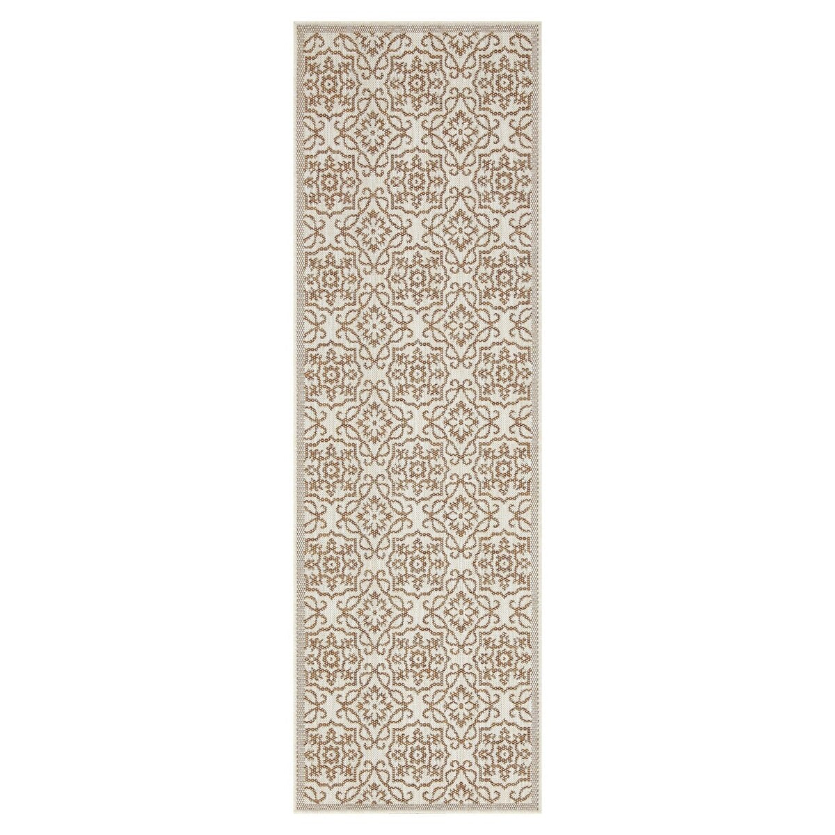 Indoor/Outdoor Area Rug/ Runner/ Doormat- Blue & Natural & Red & Taupe Color -Machine Washable, Weather and UV Resistant-Eliza