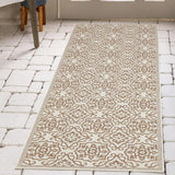 Indoor/Outdoor Area Rug/ Runner/ Doormat- Blue & Natural & Red & Taupe Color -Machine Washable, Weather and UV Resistant-Eliza