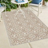 Indoor/Outdoor Area Rug/ Runner/ Doormat- Blue & Natural & Red & Taupe Color -Machine Washable, Weather and UV Resistant-Eliza