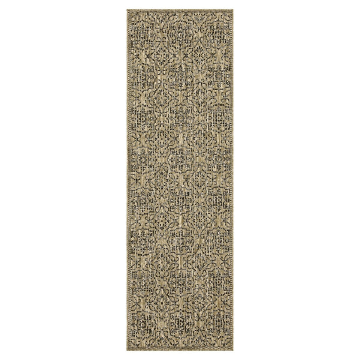 Indoor/Outdoor Area Rug/ Runner/ Doormat- Blue & Natural & Red & Taupe Color -Machine Washable, Weather and UV Resistant-Eliza