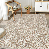 Indoor/Outdoor Area Rug/ Runner/ Doormat- Blue & Natural & Red & Taupe Color -Machine Washable, Weather and UV Resistant-Eliza