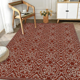 Indoor/Outdoor Area Rug/ Runner/ Doormat- Blue & Natural & Red & Taupe Color -Machine Washable, Weather and UV Resistant-Eliza
